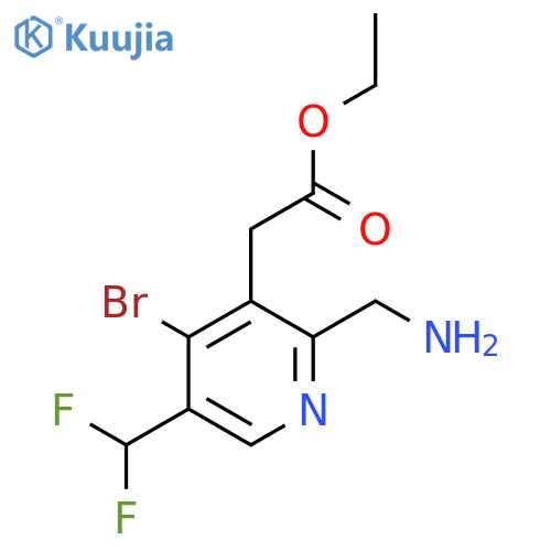Ethyl 2-(aminomethyl)-4-bromo-5-(difluoromethyl)pyridine-3-acetate structure