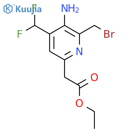Ethyl 3-amino-2-(bromomethyl)-4-(difluoromethyl)pyridine-6-acetate structure