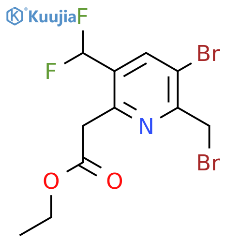 Ethyl 3-bromo-2-(bromomethyl)-5-(difluoromethyl)pyridine-6-acetate structure