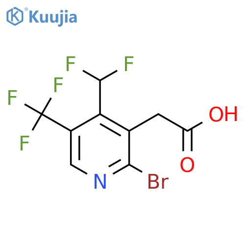 2-Bromo-4-(difluoromethyl)-5-(trifluoromethyl)pyridine-3-acetic acid structure