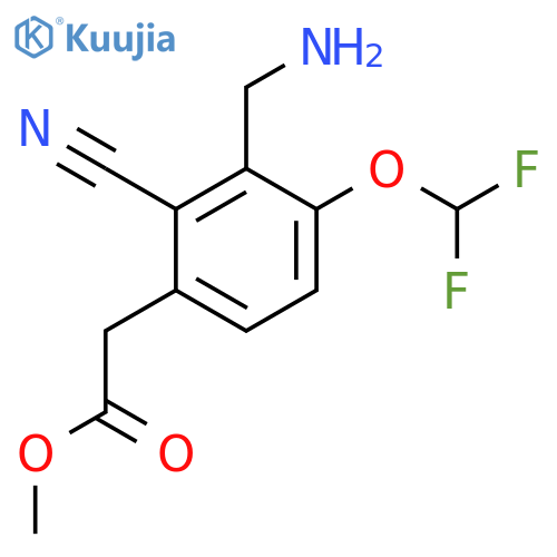 Methyl 3-aminomethyl-2-cyano-4-(difluoromethoxy)phenylacetate structure