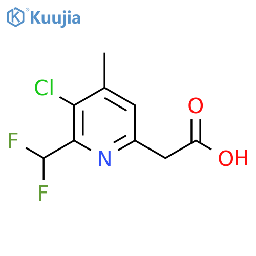 3-Chloro-2-(difluoromethyl)-4-methylpyridine-6-acetic acid structure