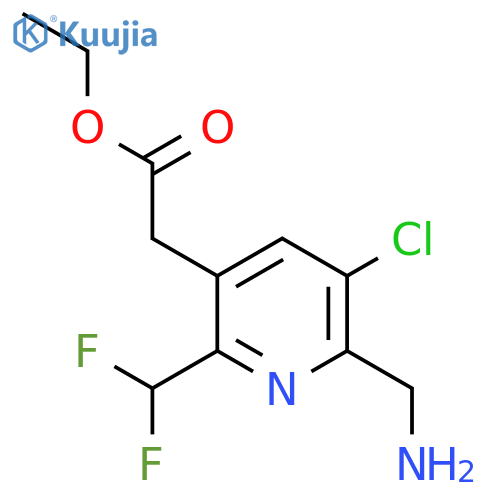 Ethyl 2-(aminomethyl)-3-chloro-6-(difluoromethyl)pyridine-5-acetate structure