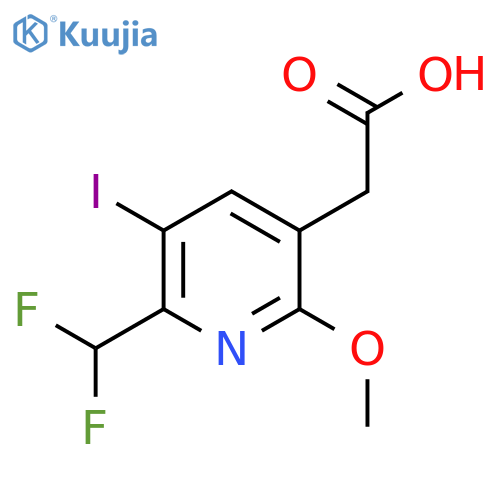 2-(Difluoromethyl)-3-iodo-6-methoxypyridine-5-acetic acid structure