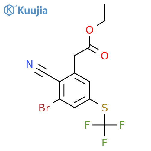 Ethyl 3-bromo-2-cyano-5-(trifluoromethylthio)phenylacetate structure