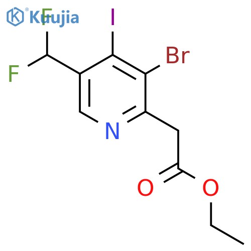 Ethyl 3-bromo-5-(difluoromethyl)-4-iodopyridine-2-acetate structure