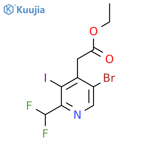 Ethyl 5-bromo-2-(difluoromethyl)-3-iodopyridine-4-acetate structure