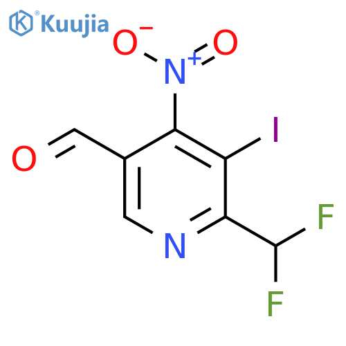 2-(Difluoromethyl)-3-iodo-4-nitropyridine-5-carboxaldehyde structure