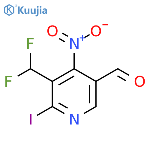 3-(Difluoromethyl)-2-iodo-4-nitropyridine-5-carboxaldehyde structure