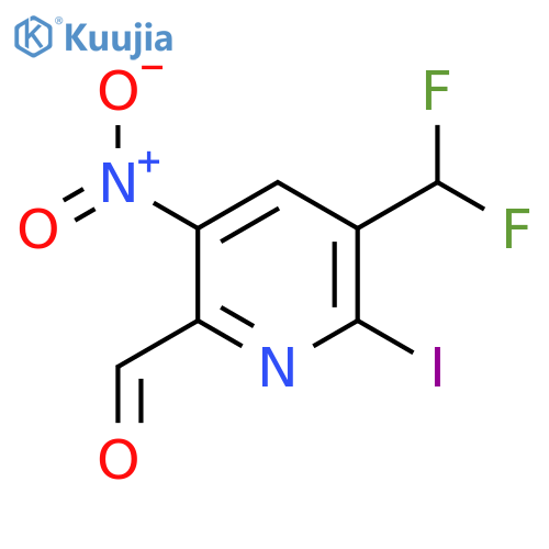 3-(Difluoromethyl)-2-iodo-5-nitropyridine-6-carboxaldehyde structure