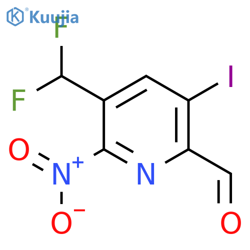 3-(Difluoromethyl)-5-iodo-2-nitropyridine-6-carboxaldehyde structure