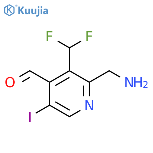 2-(Aminomethyl)-3-(difluoromethyl)-5-iodopyridine-4-carboxaldehyde structure