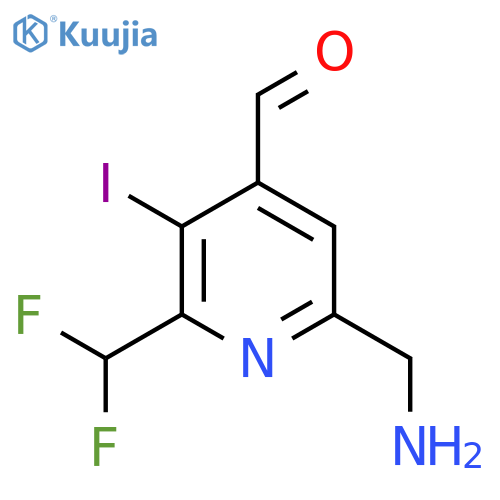 6-(Aminomethyl)-2-(difluoromethyl)-3-iodopyridine-4-carboxaldehyde structure