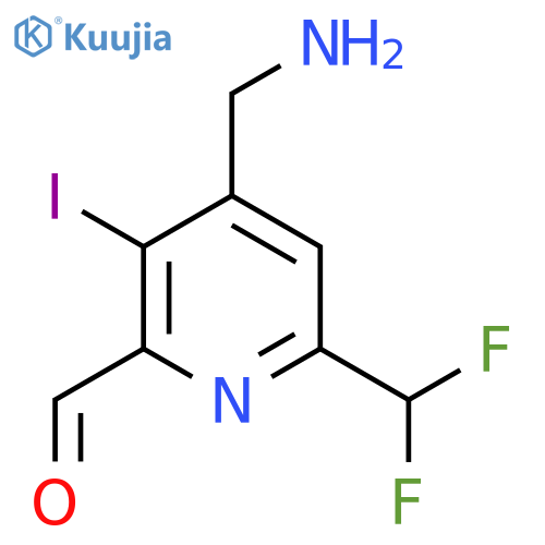 4-(Aminomethyl)-6-(difluoromethyl)-3-iodopyridine-2-carboxaldehyde structure