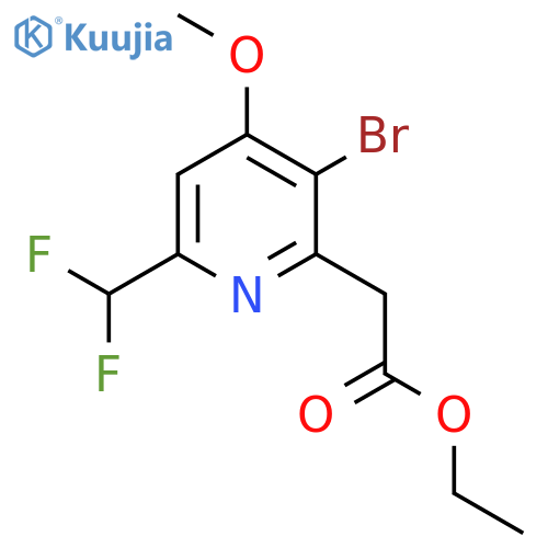 Ethyl 3-bromo-6-(difluoromethyl)-4-methoxypyridine-2-acetate structure