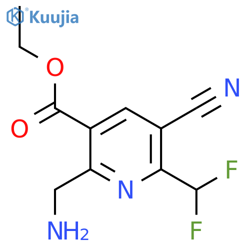Ethyl 2-(aminomethyl)-5-cyano-6-(difluoromethyl)pyridine-3-carboxylate structure