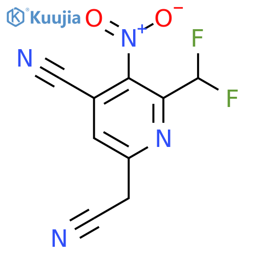 4-Cyano-2-(difluoromethyl)-3-nitropyridine-6-acetonitrile structure