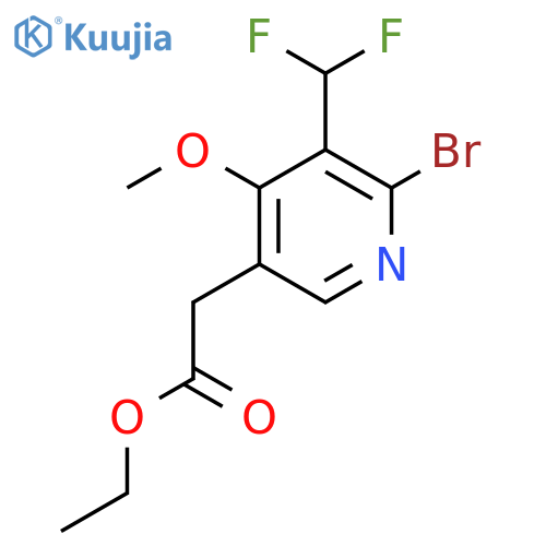 Ethyl 2-bromo-3-(difluoromethyl)-4-methoxypyridine-5-acetate structure