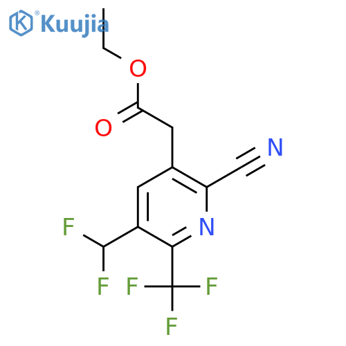 Ethyl 2-cyano-5-(difluoromethyl)-6-(trifluoromethyl)pyridine-3-acetate structure