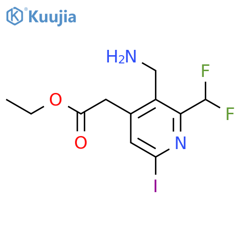 Ethyl 3-(aminomethyl)-2-(difluoromethyl)-6-iodopyridine-4-acetate structure