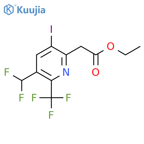 Ethyl 3-(difluoromethyl)-5-iodo-2-(trifluoromethyl)pyridine-6-acetate structure