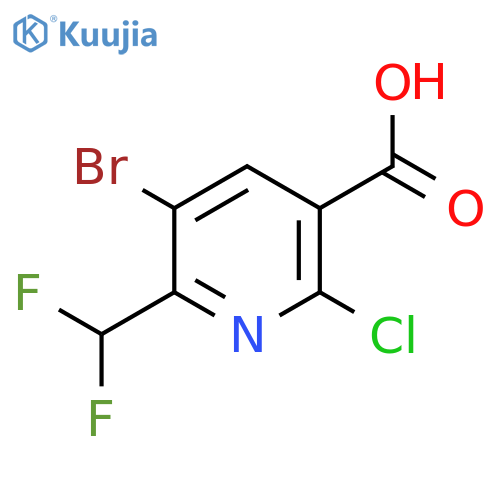 3-Bromo-6-chloro-2-(difluoromethyl)pyridine-5-carboxylic acid structure