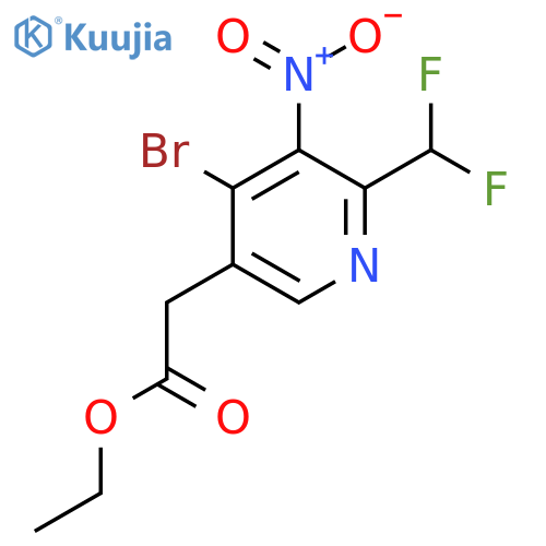 Ethyl 4-bromo-2-(difluoromethyl)-3-nitropyridine-5-acetate structure