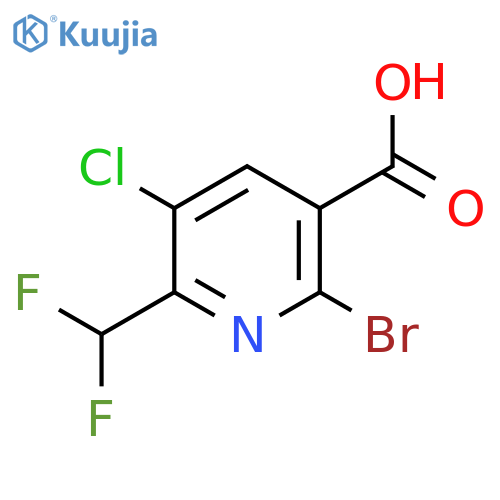2-Bromo-5-chloro-6-(difluoromethyl)pyridine-3-carboxylic acid structure