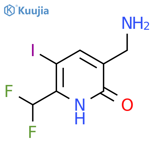 3-(Aminomethyl)-6-(difluoromethyl)-2-hydroxy-5-iodopyridine structure