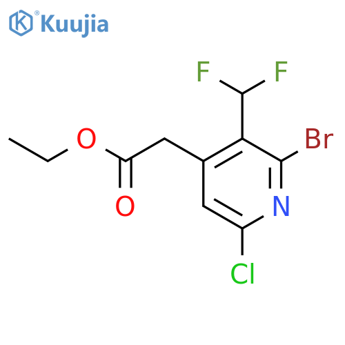 Ethyl 2-bromo-6-chloro-3-(difluoromethyl)pyridine-4-acetate structure