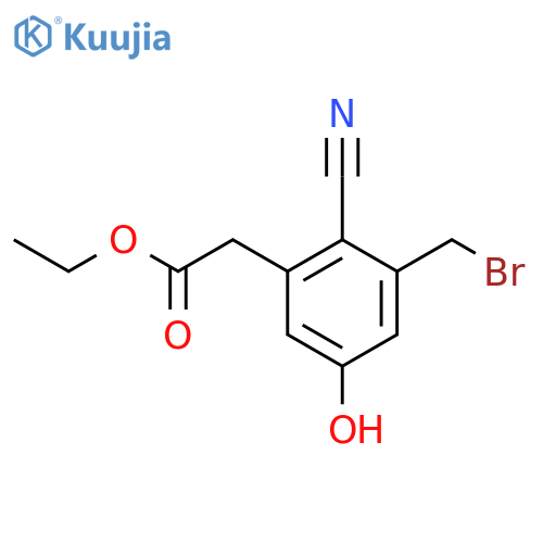 Ethyl 3-bromomethyl-2-cyano-5-hydroxyphenylacetate structure