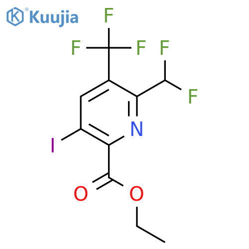 Ethyl 2-(difluoromethyl)-5-iodo-3-(trifluoromethyl)pyridine-6-carboxylate structure