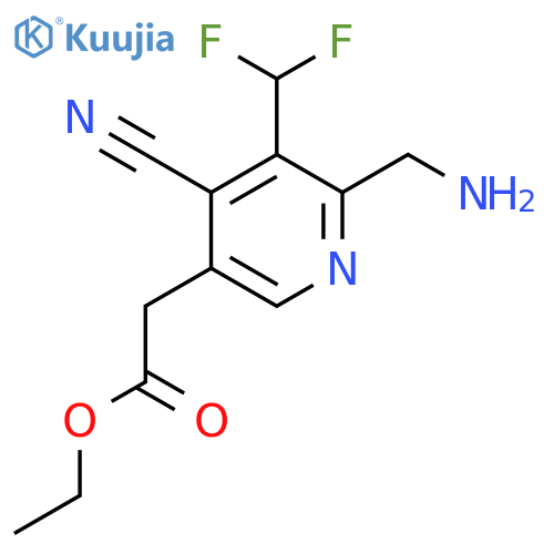 Ethyl 2-(aminomethyl)-4-cyano-3-(difluoromethyl)pyridine-5-acetate structure
