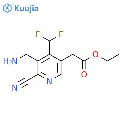 Ethyl 3-(aminomethyl)-2-cyano-4-(difluoromethyl)pyridine-5-acetate structure
