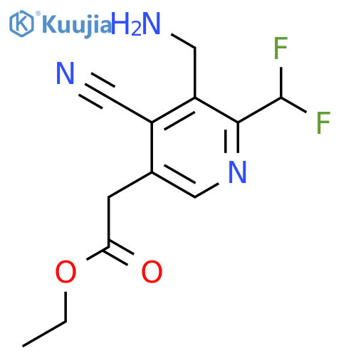 Ethyl 3-(aminomethyl)-4-cyano-2-(difluoromethyl)pyridine-5-acetate structure