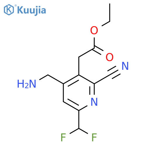 Ethyl 4-(aminomethyl)-2-cyano-6-(difluoromethyl)pyridine-3-acetate structure