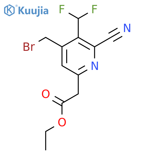 Ethyl 4-(bromomethyl)-2-cyano-3-(difluoromethyl)pyridine-6-acetate structure