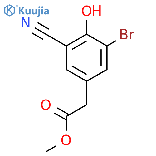 Methyl 3-bromo-5-cyano-4-hydroxyphenylacetate structure