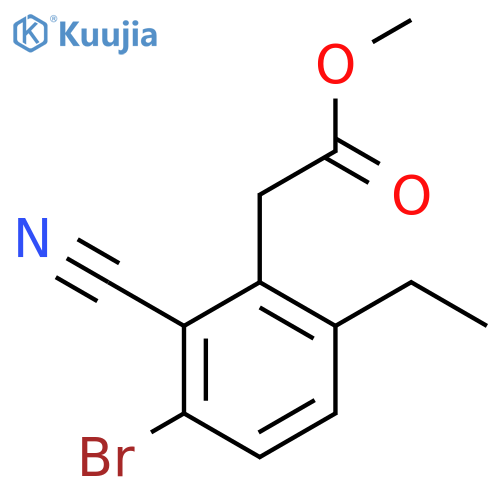 Methyl 3-bromo-2-cyano-6-ethylphenylacetate structure