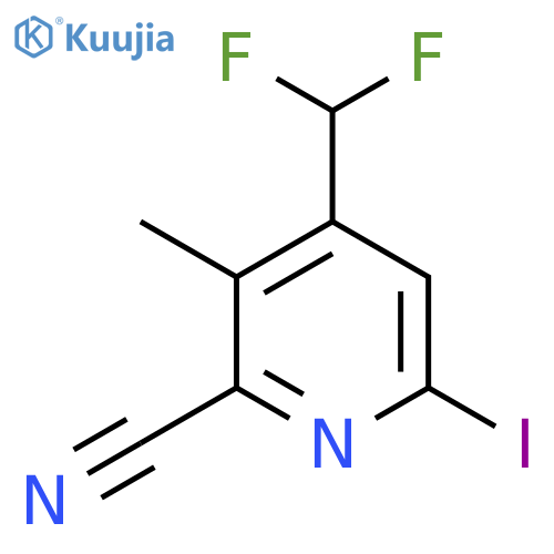2-Cyano-4-(difluoromethyl)-6-iodo-3-methylpyridine structure