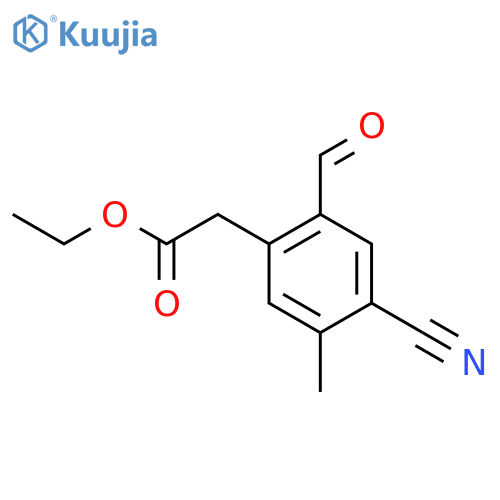Ethyl 4-cyano-2-formyl-5-methylphenylacetate structure