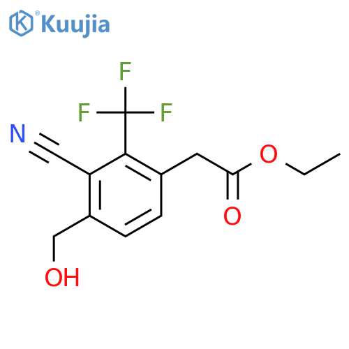 Ethyl 3-cyano-4-hydroxymethyl-2-(trifluoromethyl)phenylacetate structure