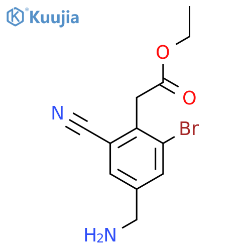 Ethyl 4-aminomethyl-2-bromo-6-cyanophenylacetate structure