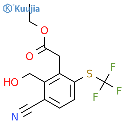Ethyl 3-cyano-2-hydroxymethyl-6-(trifluoromethylthio)phenylacetate structure