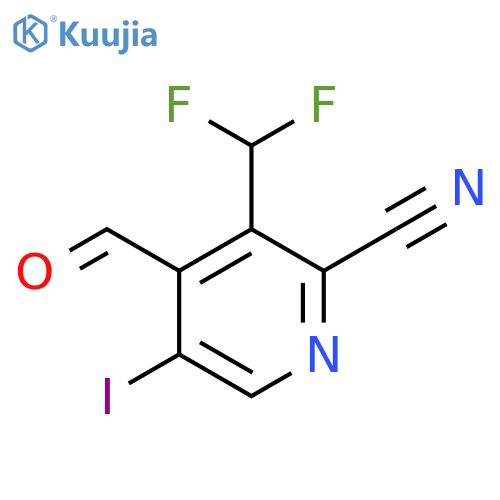 2-Cyano-3-(difluoromethyl)-5-iodopyridine-4-carboxaldehyde structure