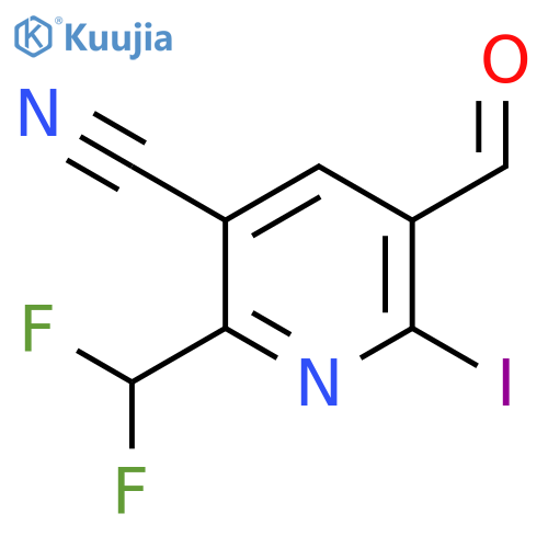 3-Cyano-2-(difluoromethyl)-6-iodopyridine-5-carboxaldehyde structure
