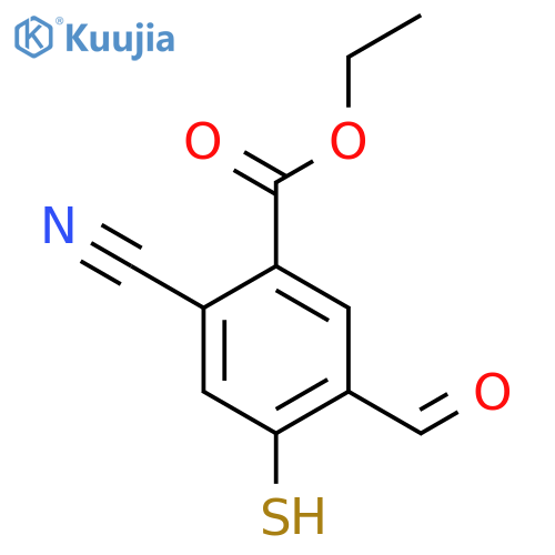 Ethyl 2-cyano-5-formyl-4-mercaptobenzoate structure