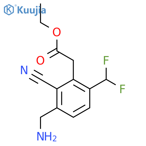 Ethyl 3-aminomethyl-2-cyano-6-(difluoromethyl)phenylacetate structure