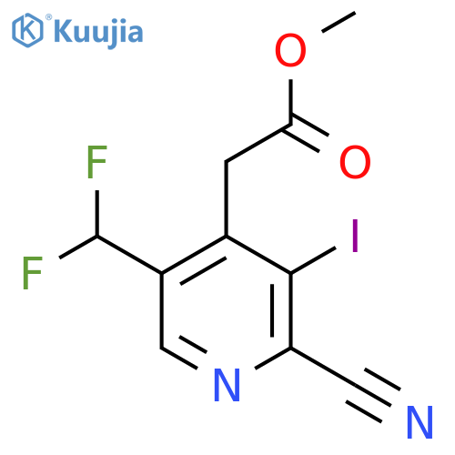 Methyl 2-cyano-5-(difluoromethyl)-3-iodopyridine-4-acetate structure