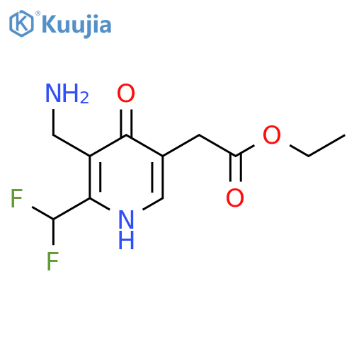 Ethyl 3-(aminomethyl)-2-(difluoromethyl)-4-hydroxypyridine-5-acetate structure